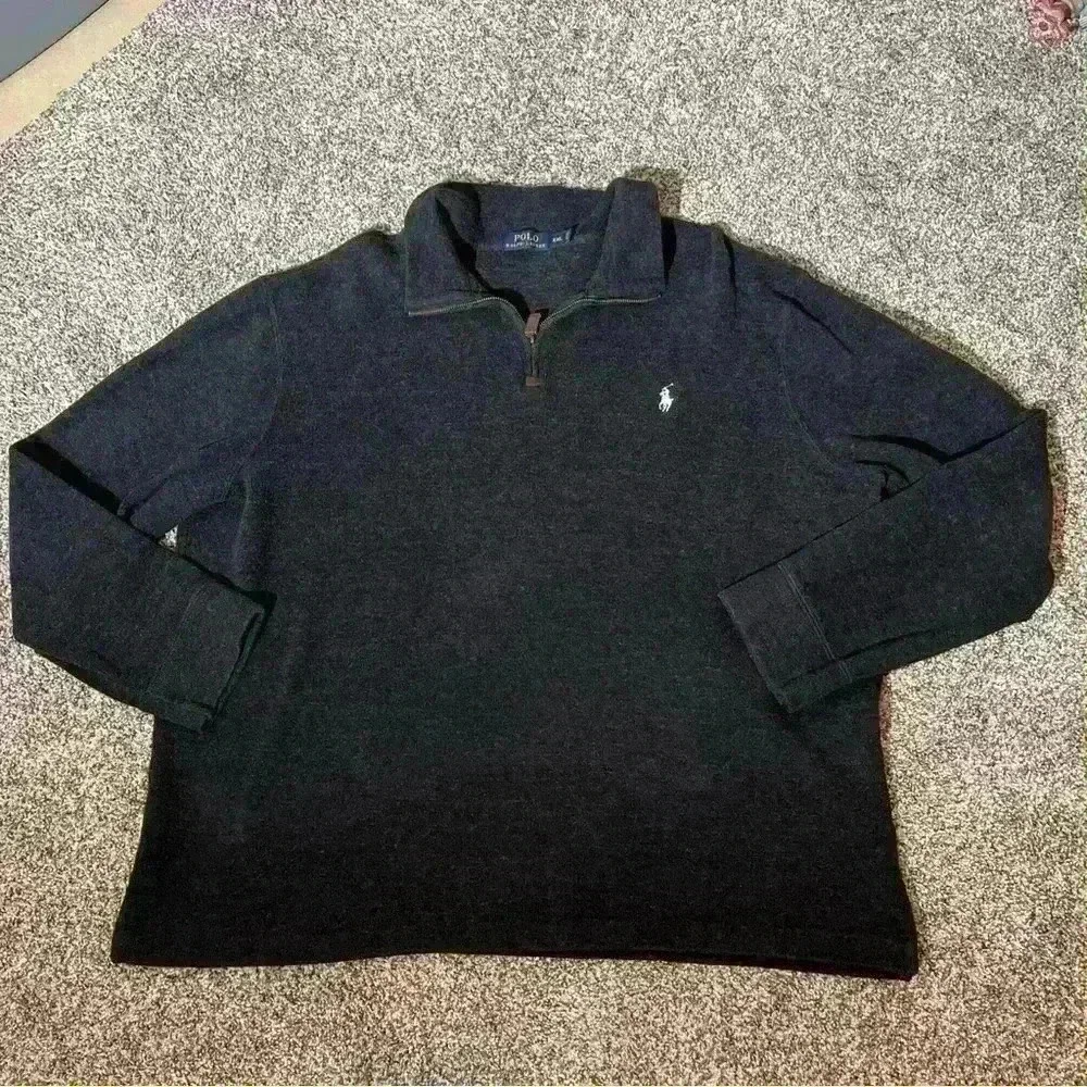 Polo Ralph Lauren Sweater Men's Size XXL Black 1/4 Zip Long Sleeve